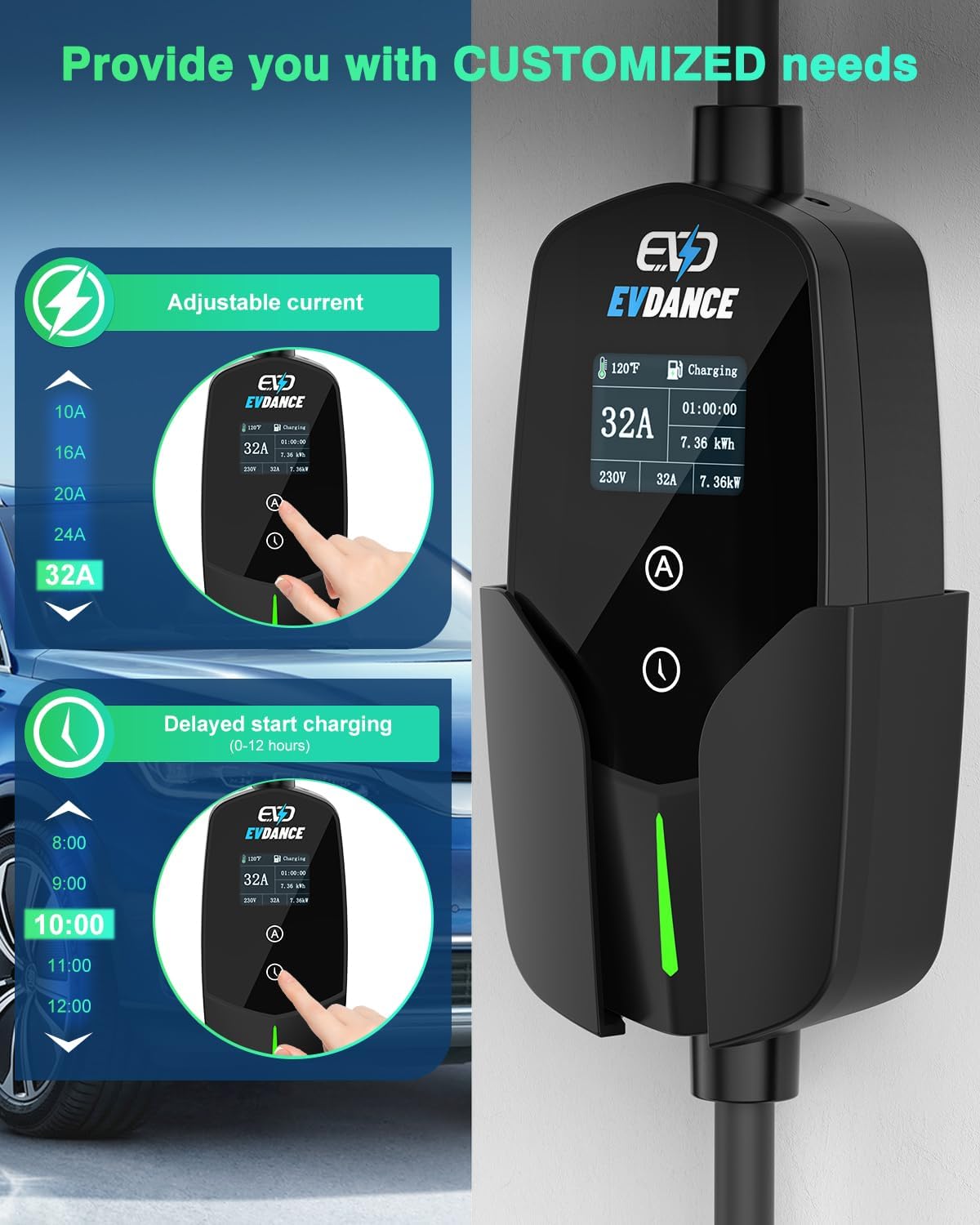 EVDANCE 32A tipo 2 caricatore  - Portable Ev Charger 32A Type 2 Cee Plug recensione e prezzo