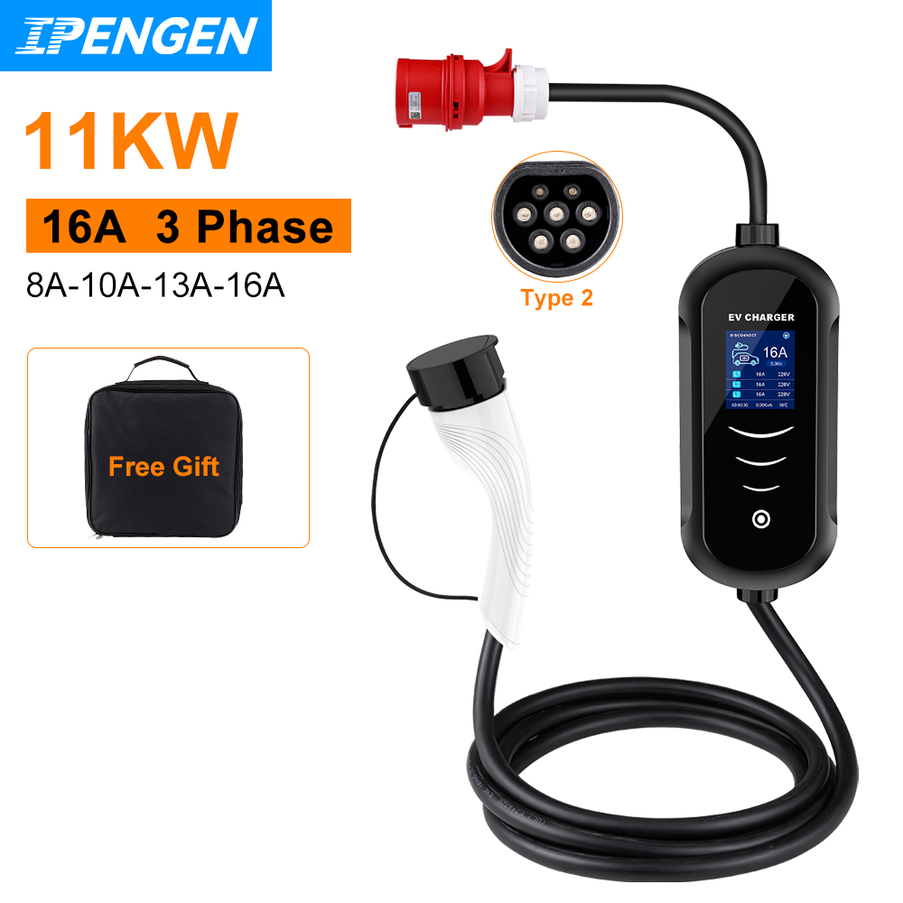 IPENGEN 11KW 16A 3 fasi EV car - Portable Ev Charger 32A Type 2 Cee Plug recensione e prezzo