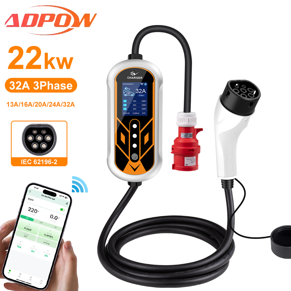 ADPOW Caricabatterie portatili - Portable Ev Charger 32A Type 2 Cee Plug recensione e prezzo